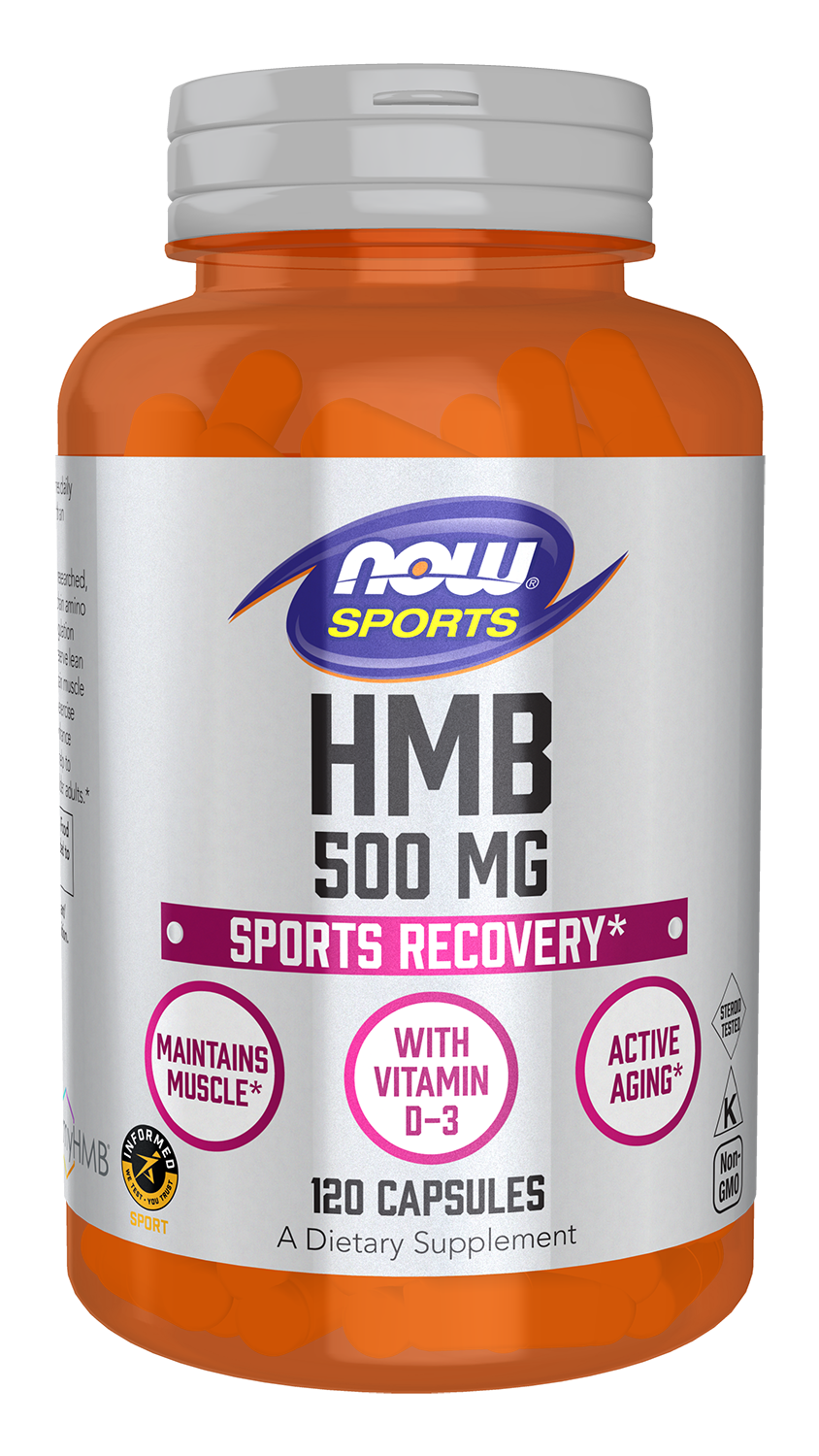 HMB 500 mg - 120 Veg Capsules Bottle Front