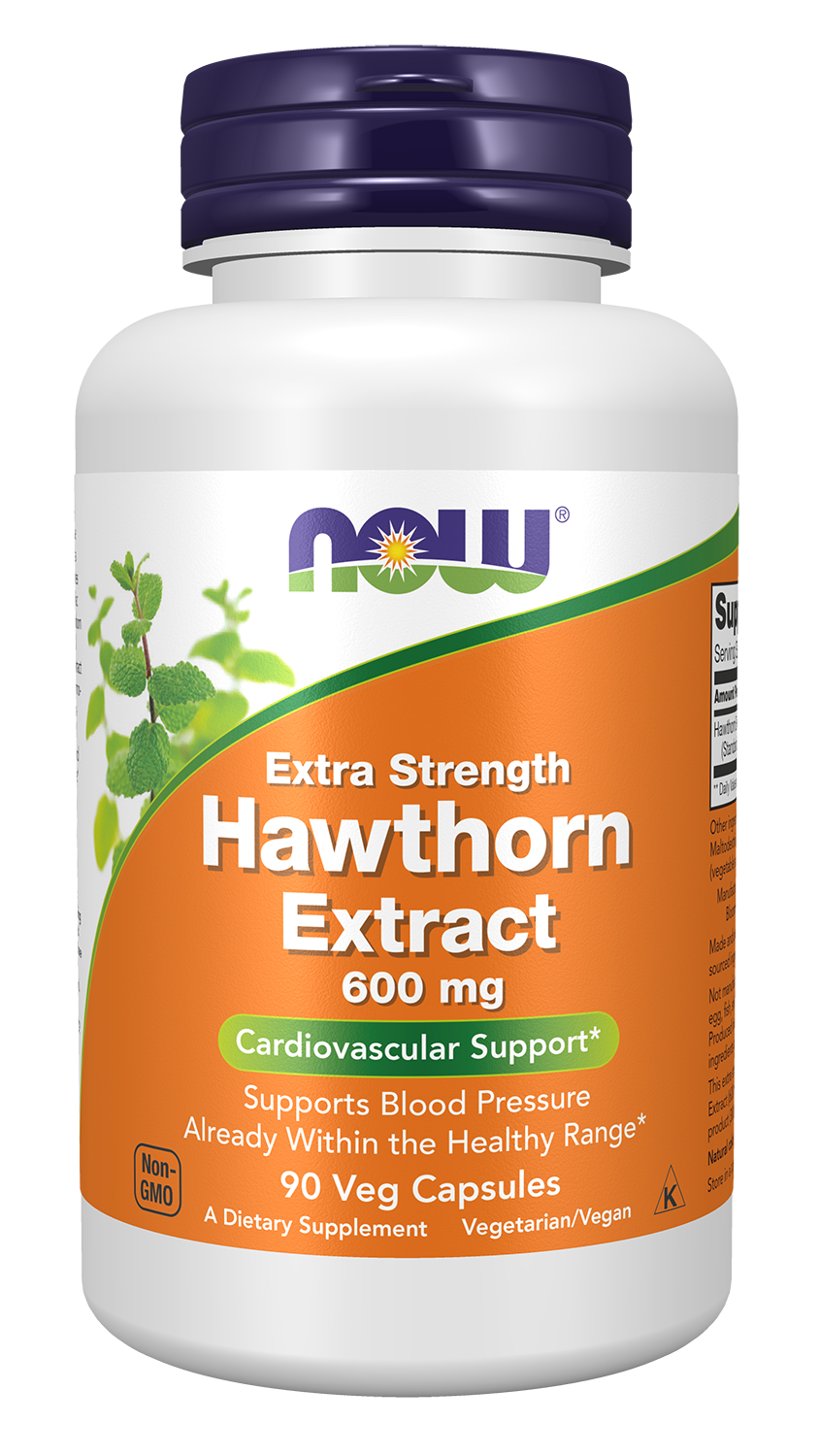 Hawthorn Extract 600 mg, Extra Strength - 90 Veg Capsules Bottle Front