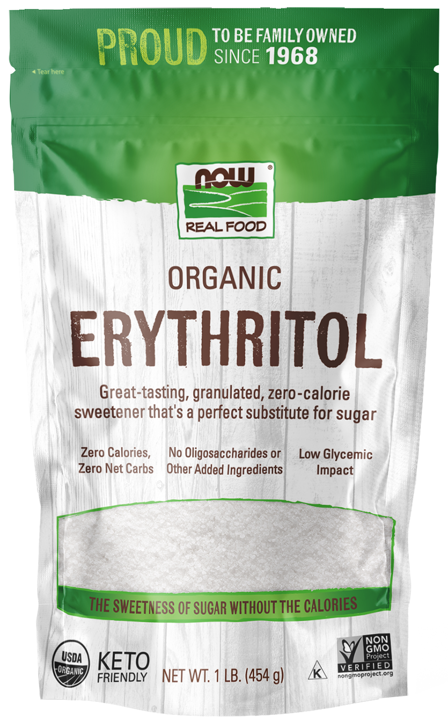 Erythritol, Organic - 1 lb. Bag Front