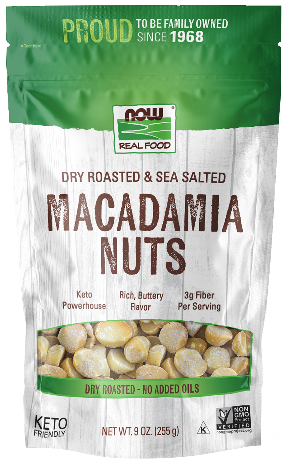 Macadamia Nuts, Dry Roasted & Salted - 9 oz. Bag Front