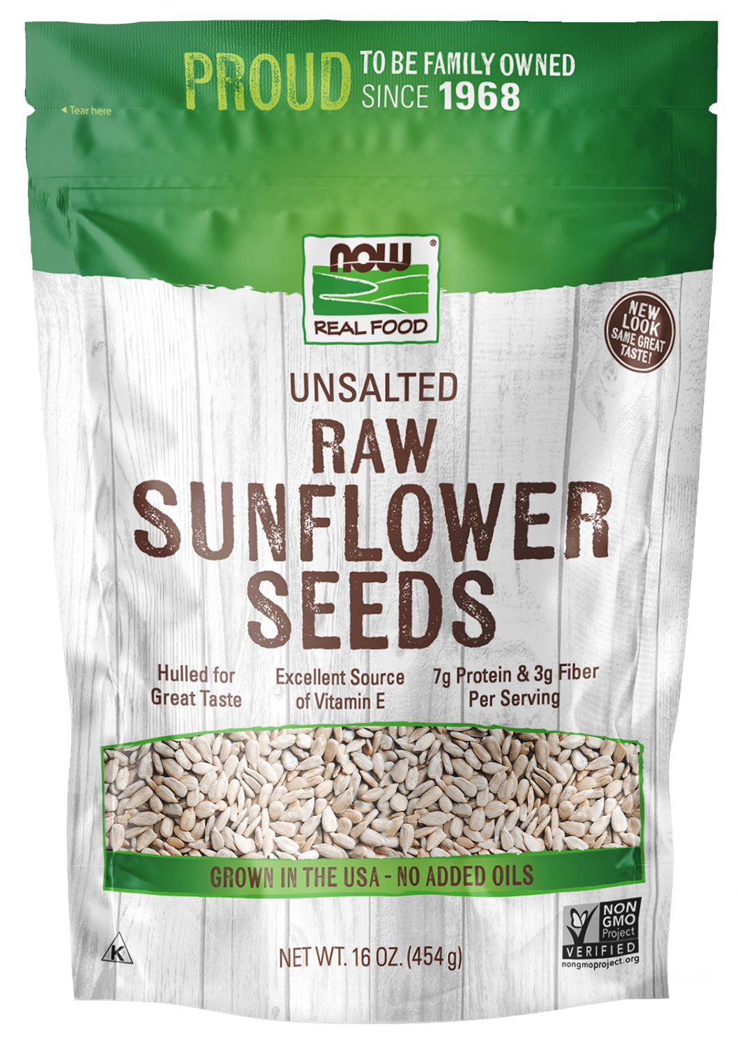 Sunflower Seeds, Raw & Unsalted - 1 lb. Bag Front