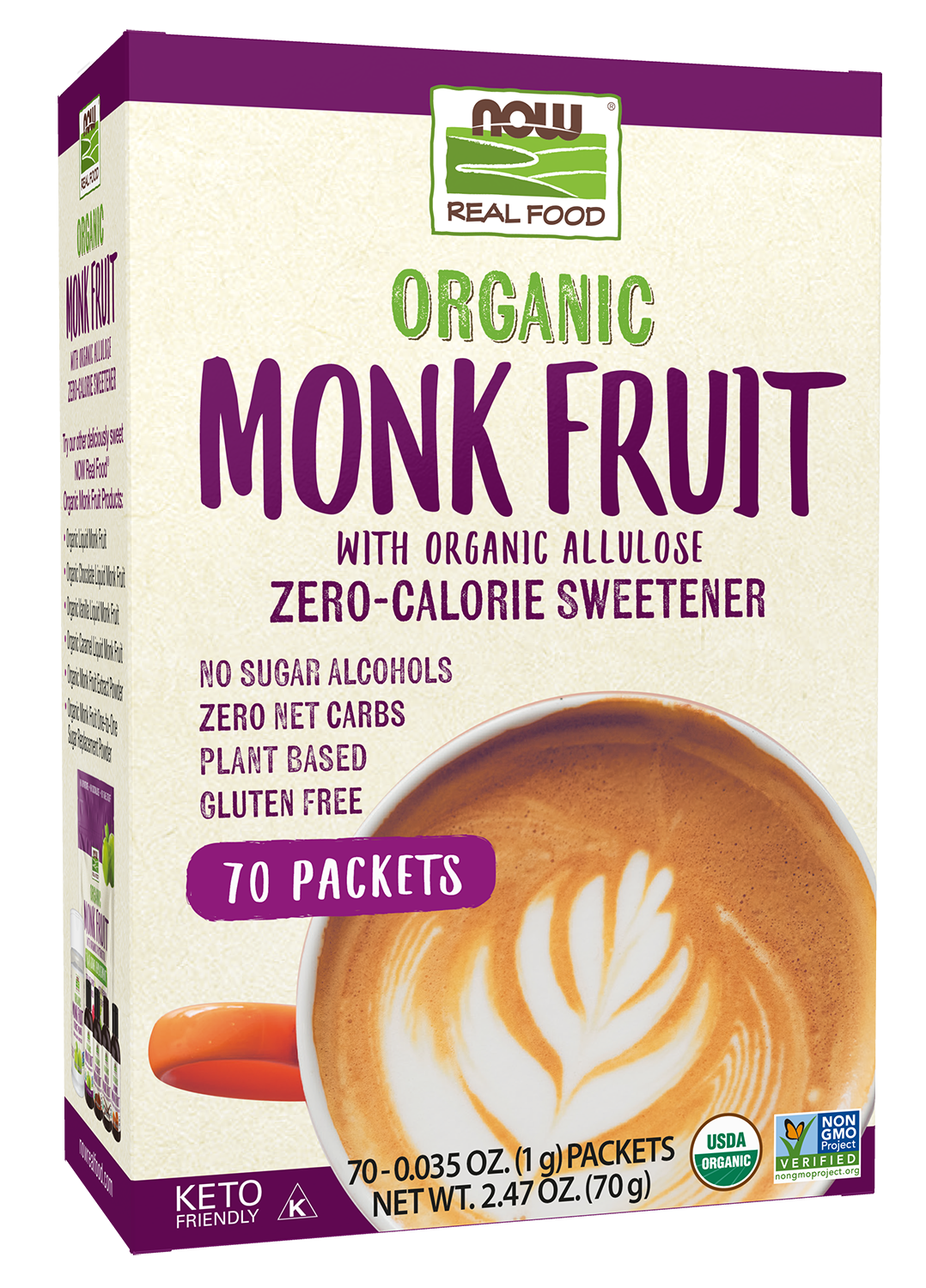 Monk Fruit, Organic - 70 Packets Box front