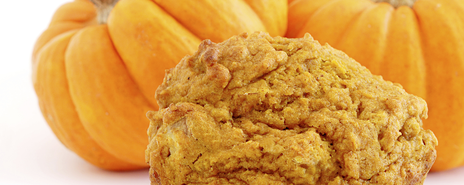 A closeup of a fluffy Pumpkin Spice Muffin