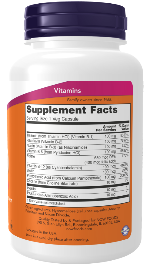 Vitamin B 100 | Natural Veg Capsules | NOW Supplements