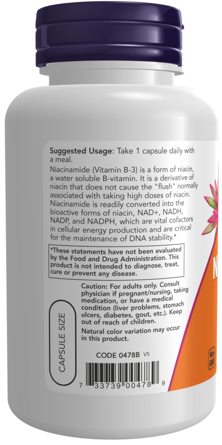 Niacinamide Supplement | (B-3) 500 Mg Veg Capsules | NOW