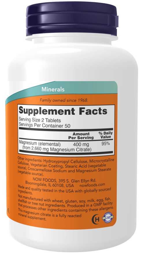 Magnesium Citrate | 200 Mg Tablets | NOW Supplements