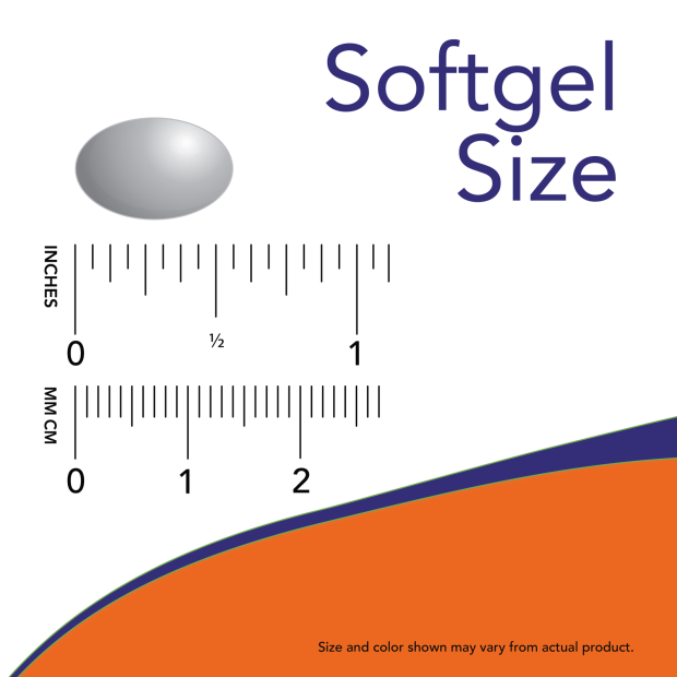 Odorless Garlic - 100 Softgels Size Chart .65 inch