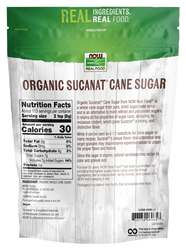 Organic Sucanat® Cane Sugar | NOW Foods