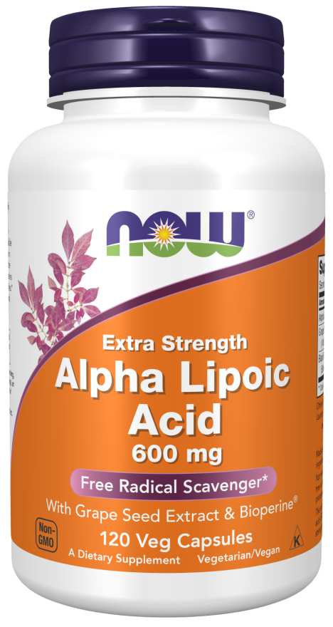 Alpha Lipoic Acid, Extra Strength 600 mg - 120 Veg Capsules Bottle Front