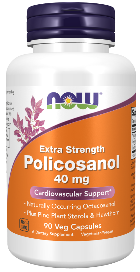 Policosanol, Extra Strength 40 mg - 90 Veg Capsules Bottle Front