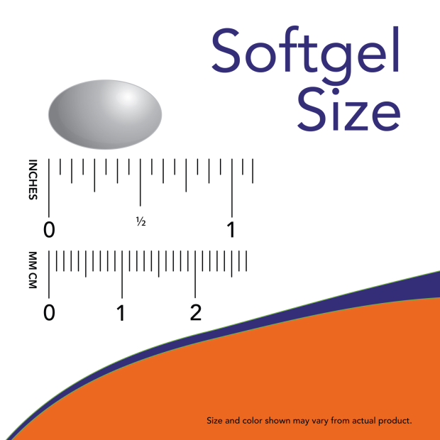 Ubiquinol 100 mg - 60 Softgels Size Chart .5 inch