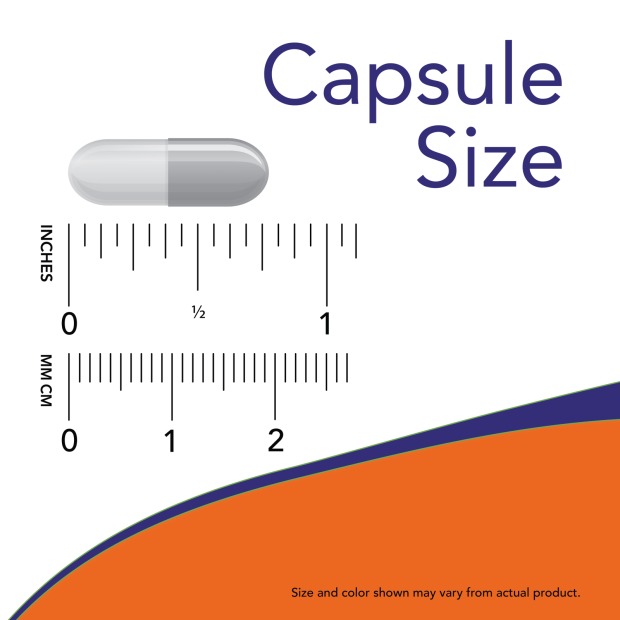 CoQ10 30 mg - 60 Veg Capsules Size Chart .75 inch