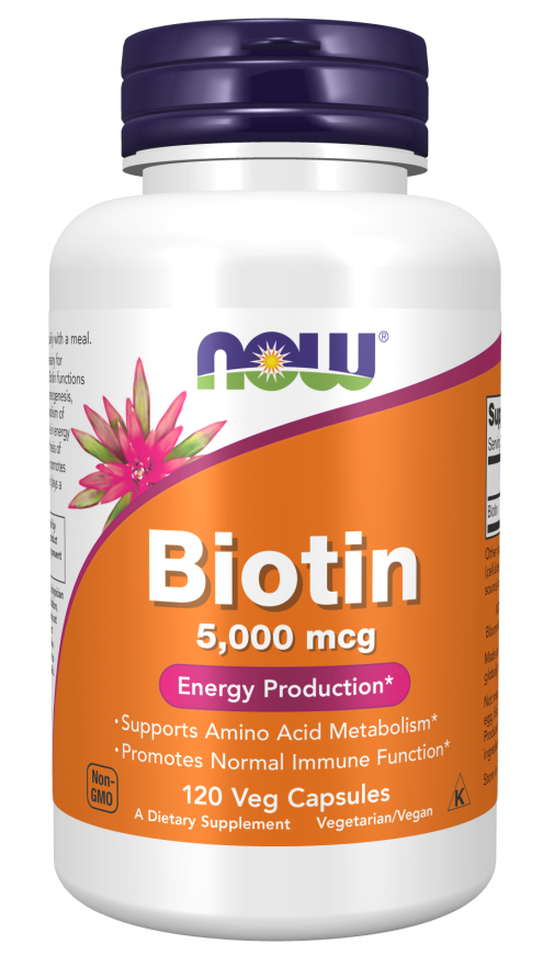 Biotin 5,000 mcg - 120 Veg Capsules Bottle Front