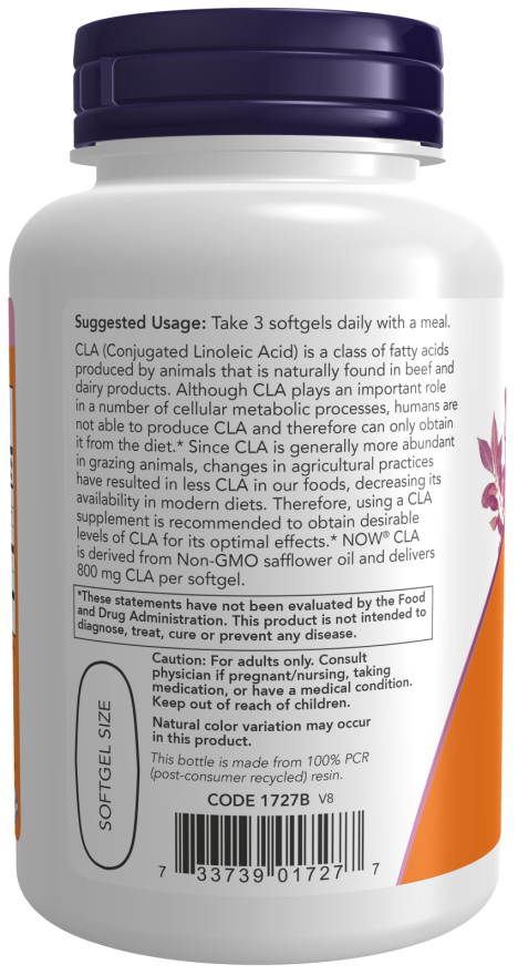 CLA (Conjugated Linoleic Acid) 800 mg - 90 Softgels Bottle Left