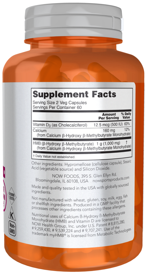 HMB 500 mg - 120 Veg Capsules Bottle right