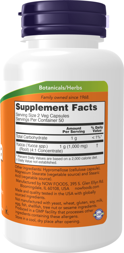 Yucca 500 mg - 100 Capsules Bottle Right