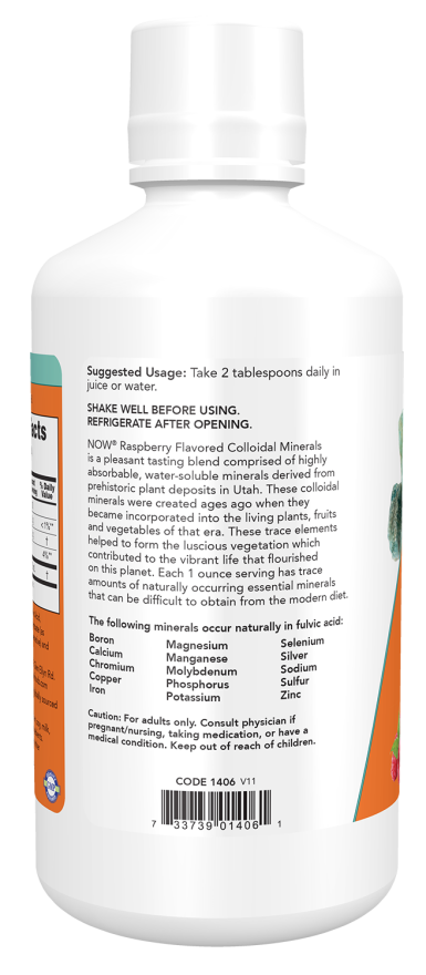 Colloidal Minerals, Natural Raspberry Flavor Liquid - 32 fl. oz. Bottle Left