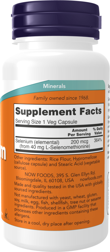 Selenium 200 mcg - 90 Veg Capsules Bottle Right