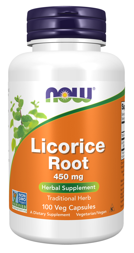 Licorice Root 450 mg - 100 Veg Capsules Bottle Front