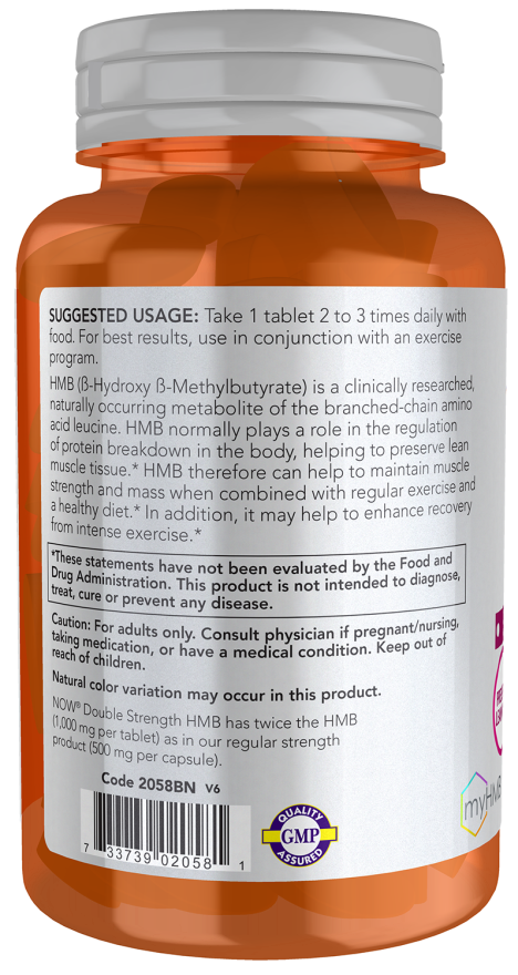 HMB, Double Strength 1000 mg - 90 Tablets Bottle Left