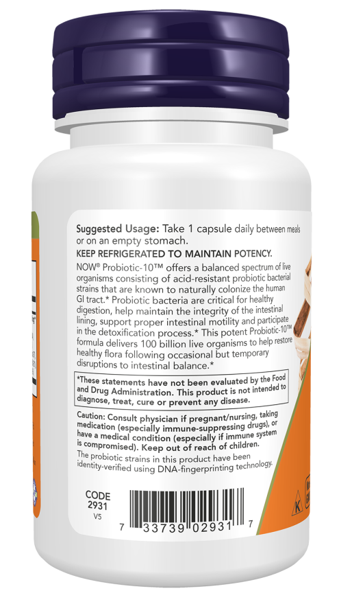 Probiotic-10™ 100 Billion - 30 Veg Capsules Bottle Left
