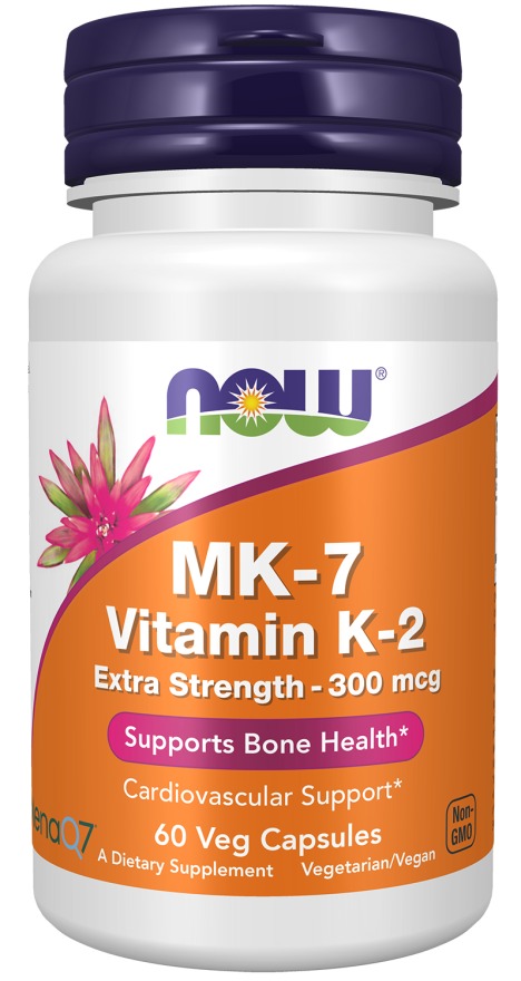 MK-7 Vitamin K-2, Extra Strength 300 mcg - 60 Veg Capsules Bottle Front