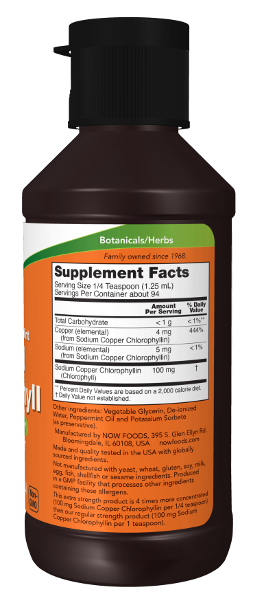 Chlorophyll Liquid, Extra Strength Mint - 4 fl. oz. Bottle Right