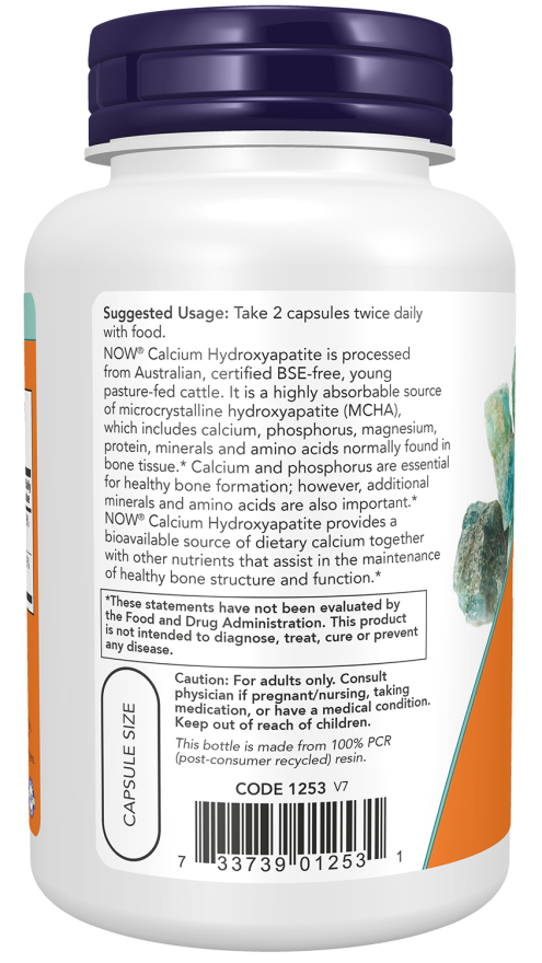 Calcium Hydroxyapatite - 120 Capsules Bottle Left