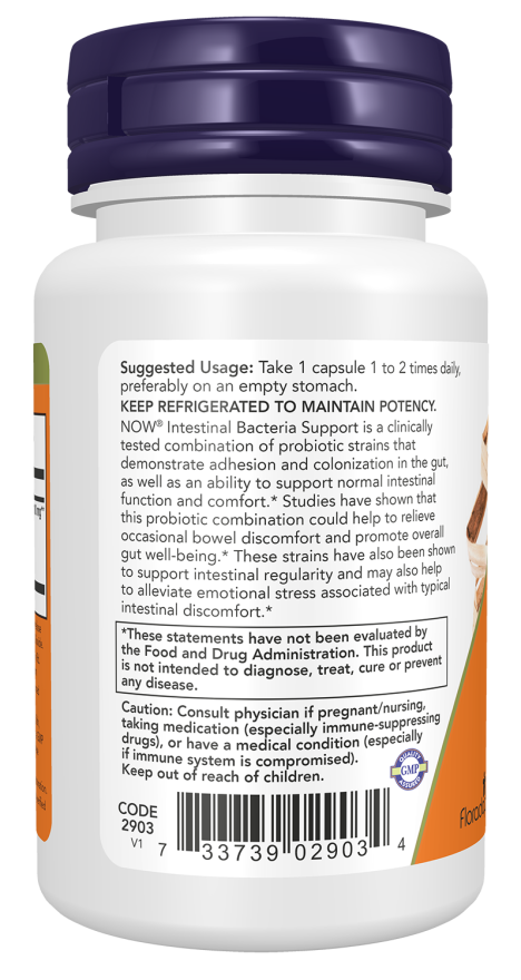 Intestinal Bacteria Support - 60 Veg Capsules Bottle Left