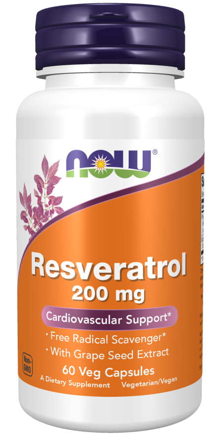 Natural Resveratrol 200 mg - 60 Veg Capsules Bottle Front