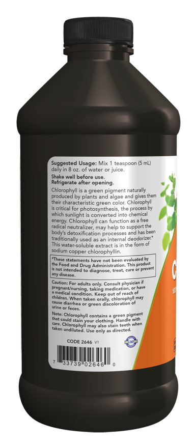 Chlorophyll, Unflavored Liquid - 16 fl. oz. Bottle Left