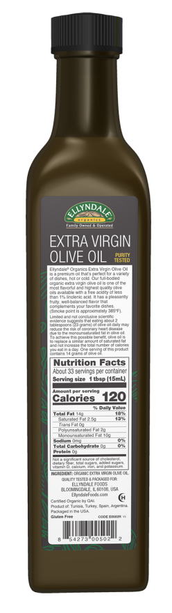 Extra Virgin Olive Oil 16.9 oz Bottle Back