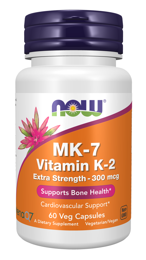 MK-7 Vitamin K-2, Extra Strength 300 mcg - 60 Veg Capsules Bottle Front