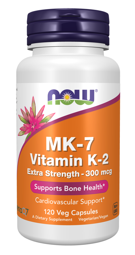 MK-7 Vitamin K-2, Extra Strength 300 mcg - 120 Veg Capsules Bottle Front