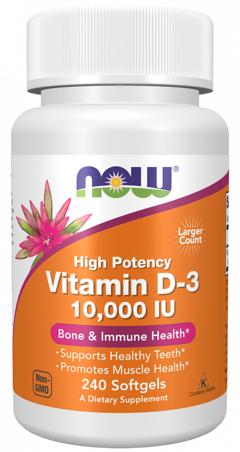 Vitamin D-3 10,000 IU - 240 Softgels Bottle Front