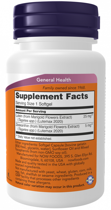 Lutein & Zeaxanthin - 60 Softgels Bottle Right