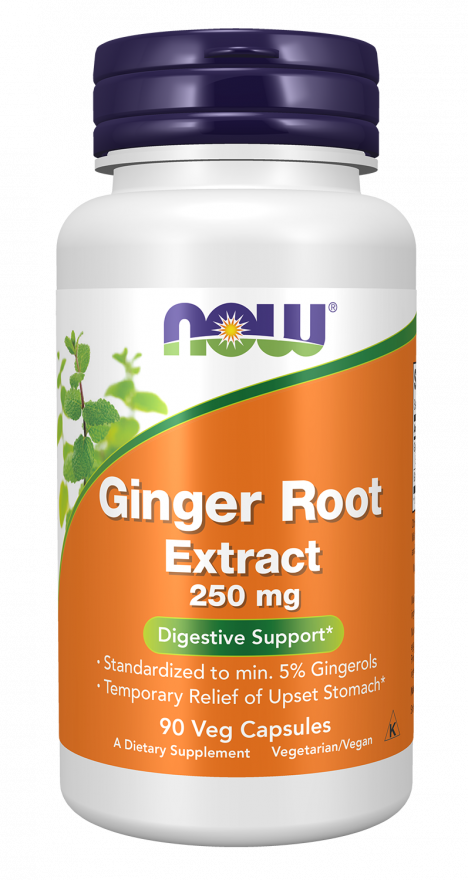 Ginger Root Extract 250 mg - 90 Veg Capsules Bottle Front