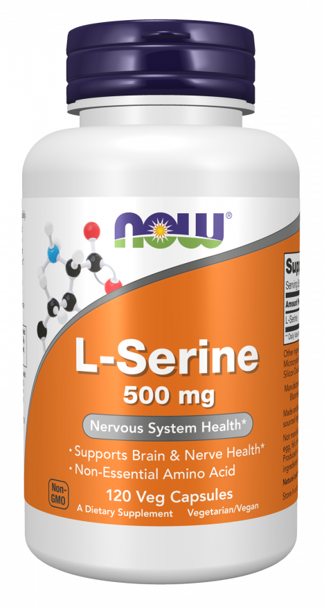 L-Serine 500 mg - 120 Veg Capsules Bottle Front