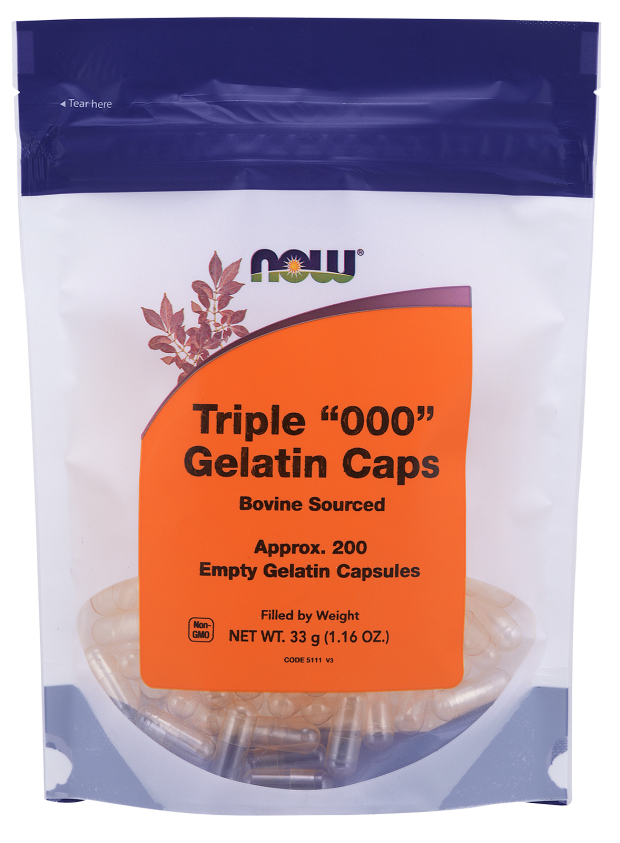 Gelatin Caps 200 Triple "0" Capsules NOW Supplements