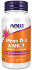 Mega D-3 & MK-7 - 120 Capsules Bottle Front