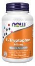 L-Tryptophan 500 mg - 90 Veg Capsules Bottle Front