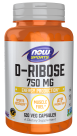 D-Ribose 750 mg - 120 Veg Capsules Bottle Front