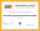 Informed-Sport Certified Product Certificate NOW Creatine Monohydrate Powder