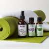 yoga mat spray, essential oils, lavender, towel