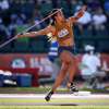 Chantae McMillan throwing javelin 