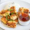 top view of Macadamia Coconut Tofu with Sweet and Sour Dipping Sauce