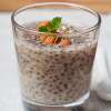 Peppermint chia pudding in a bowl