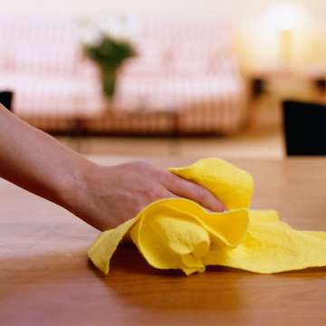 cleaning, rag, hand, wood, yellow, home