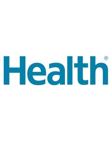 Health magazine logo - "Health" in aqua blue non-serif font