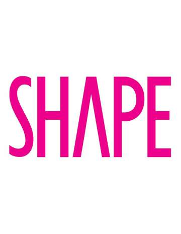 SHAPE logo - tall, narrow san-serif font, all caps in pink on a white background